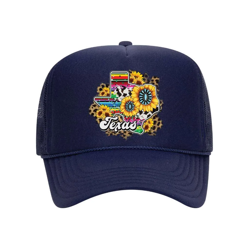 Texas Map Sunflower Foam Trucker Hat