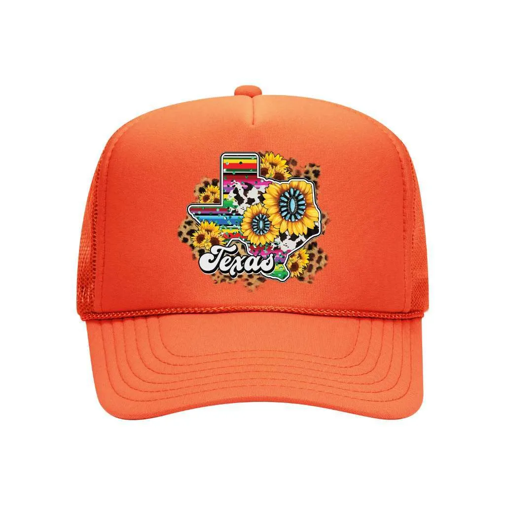 Texas Map Sunflower Foam Trucker Hat