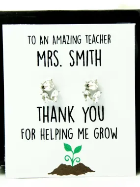 Thank You For Helping Me Grow Jewel Earrings Gift