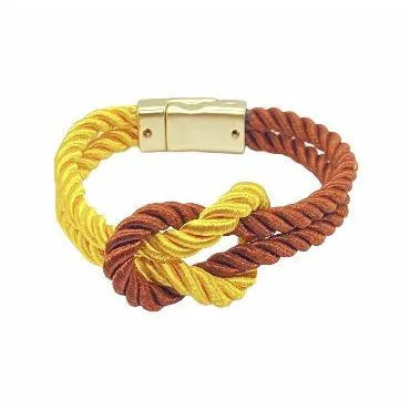 The Original Love Knot Satin Rope Bracelet- Brown and Gold