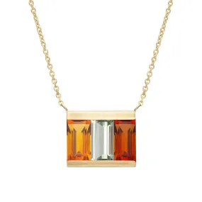 TRI BAGUETTE CITRINE NECKLACE