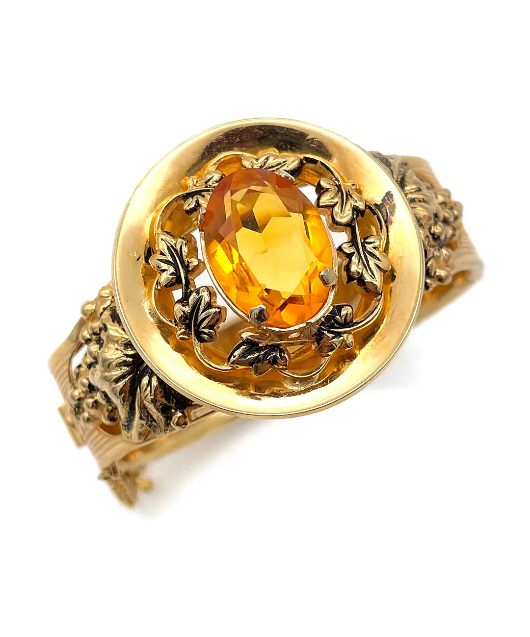 【USA輸入】ヴィンテージ トパーズ ビジュー フローラル バングル/Vintage Topaz Bijou Floral Bangle