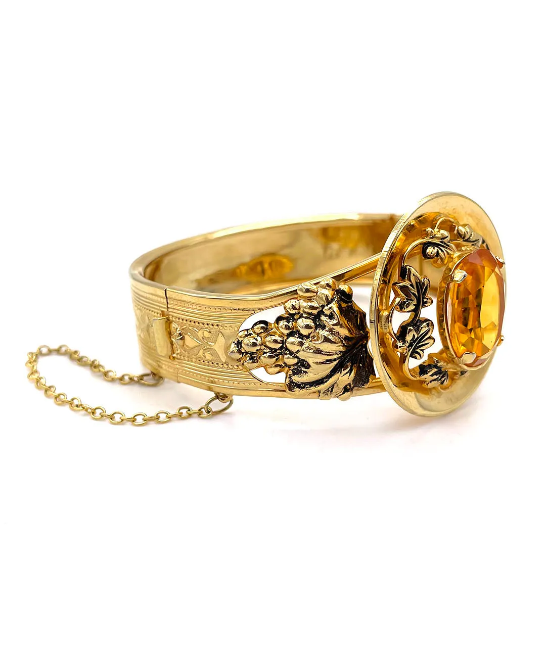 【USA輸入】ヴィンテージ トパーズ ビジュー フローラル バングル/Vintage Topaz Bijou Floral Bangle