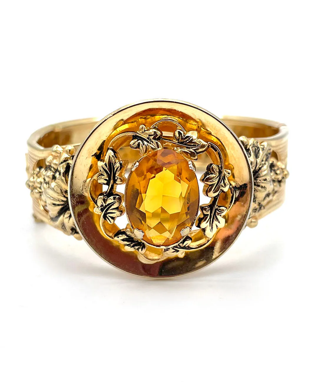 【USA輸入】ヴィンテージ トパーズ ビジュー フローラル バングル/Vintage Topaz Bijou Floral Bangle