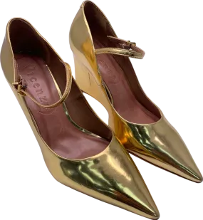 Vicenza Gold Metallic Pointed Toe Wedges UK 4