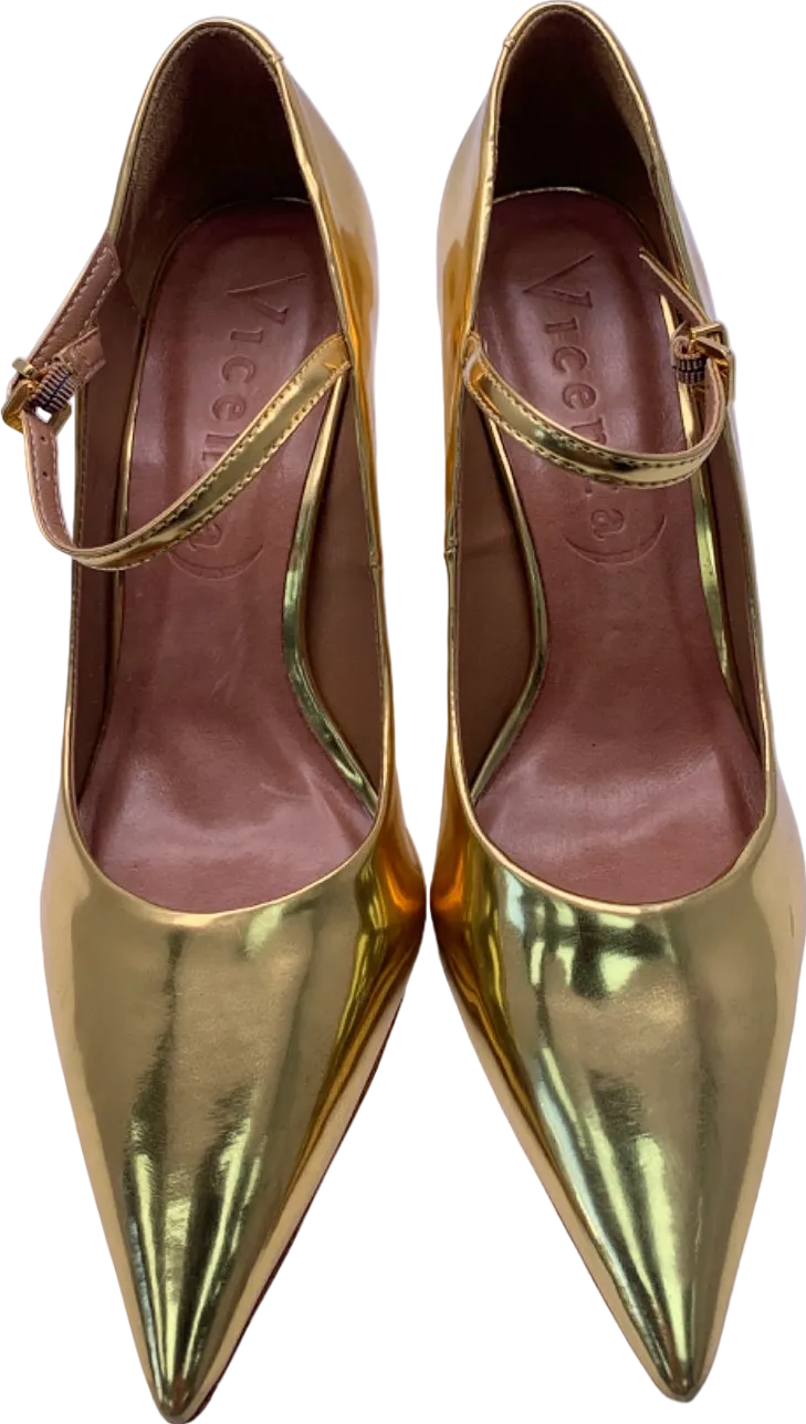 Vicenza Gold Metallic Pointed Toe Wedges UK 4