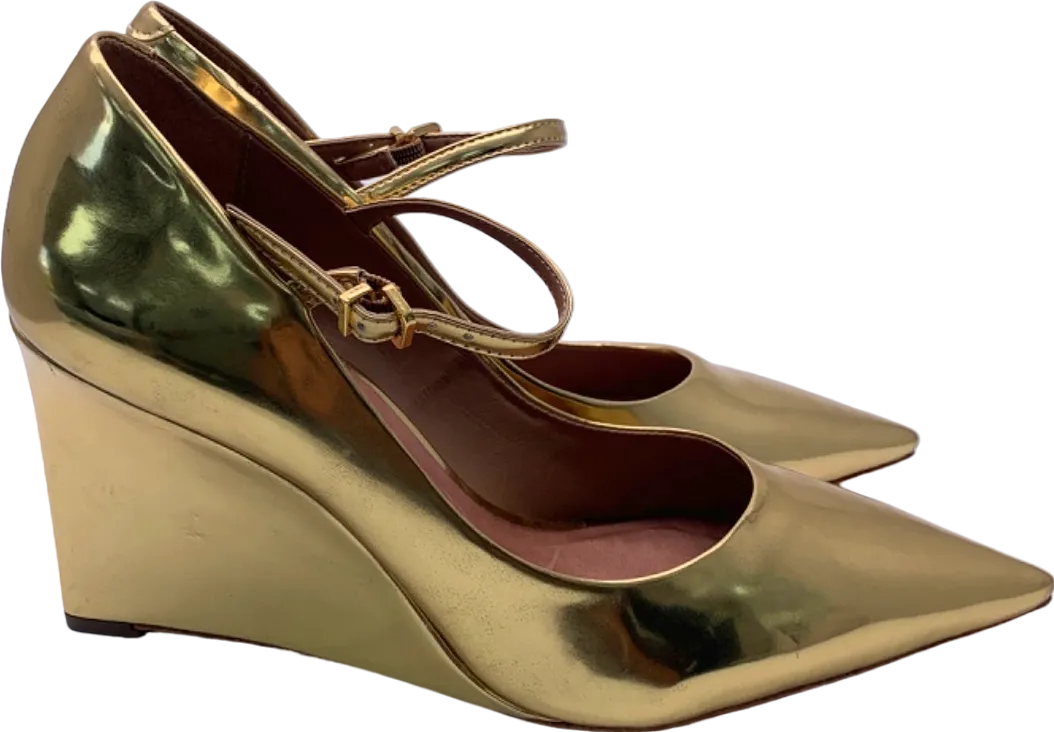 Vicenza Gold Metallic Pointed Toe Wedges UK 4