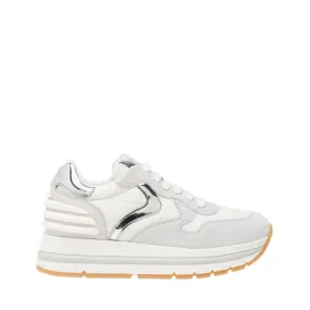 VOILE BLANCHE SNEAKERS 0012014751.06.1N02 MARAN POWER VELOUR/NYLON PIUMA/SPECCHIO BIANCO-ARGENTO