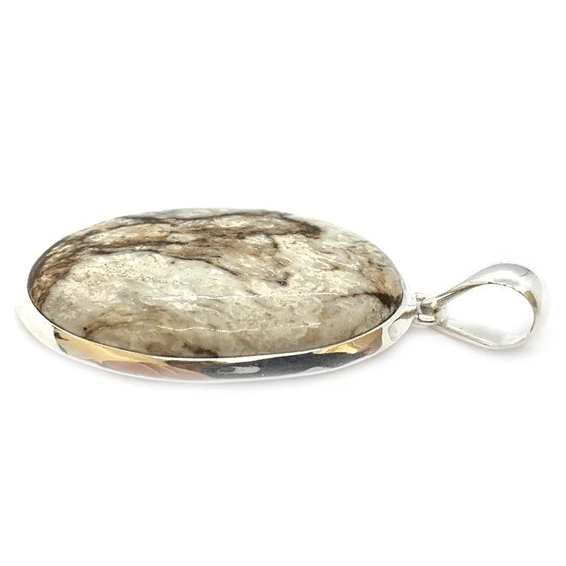 White Buffalo Turquoise Oval Pendant