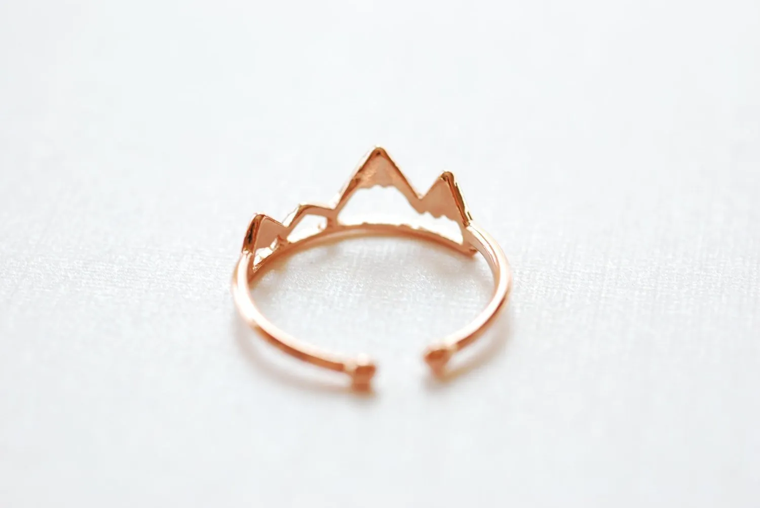 Wholesale Shiny Pink Rose Vermeil Gold Mountain Adjustable Ring- 18k gold plated over Sterling Silver Adjustable Ring, Mountain Peak Range Ring, 262