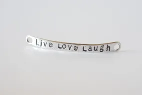 Wholesale Sterling Silver Live love Laugh, 925 sterling silver bar "live love laugh" gold bar connector, vermeil curve connector