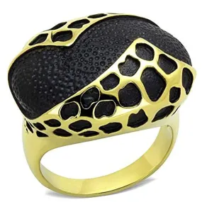 WildKlass Stainless Steel Ring IP Gold Women Epoxy Jet